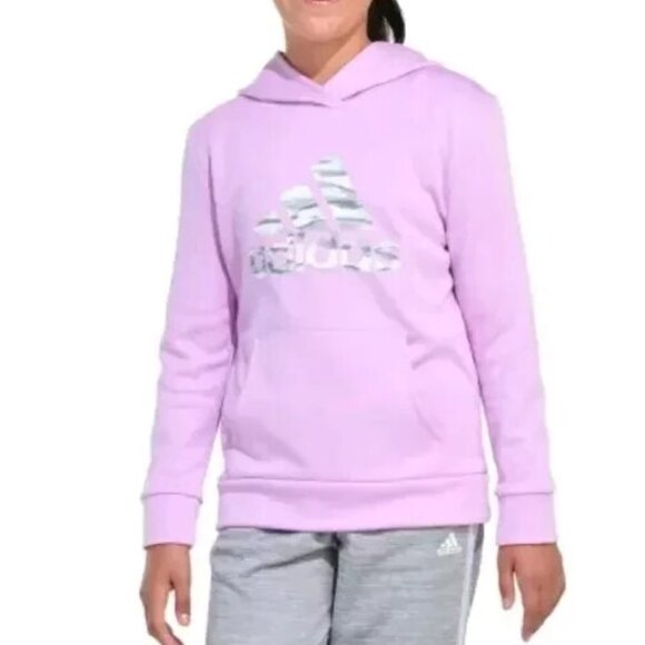 Adidas Girls Size Large 14 Lt Purple Pullover Hoodie Sweatshirt NWT - Picture 1 of 1